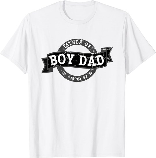 Boy Dad Father Of 2 Sons - Vintage Best Dad Design T-Shirt