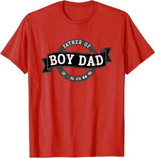 Boy Dad Father Of 2 Sons - Vintage Best Dad Design T-Shirt