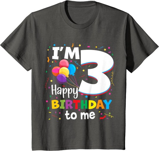 Kids 3rd Birthday Three 3yr Happy Birthday Girl & Boy 3 Years Old T-Shirt