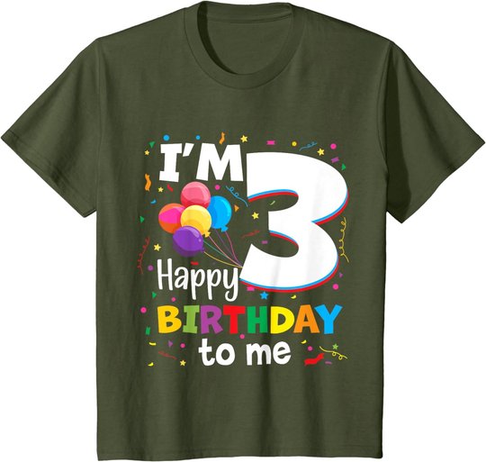 Kids 3rd Birthday Three 3yr Happy Birthday Girl & Boy 3 Years Old T-Shirt