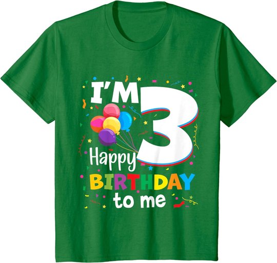 Kids 3rd Birthday Three 3yr Happy Birthday Girl & Boy 3 Years Old T-Shirt