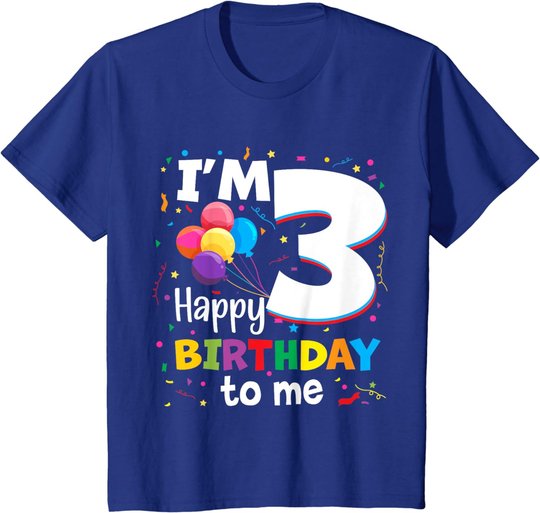 Kids 3rd Birthday Three 3yr Happy Birthday Girl & Boy 3 Years Old T-Shirt
