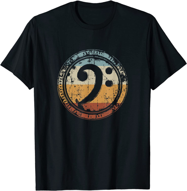 Vintage Bass Clef Gift for Bass Guitar Player Bassist T-Shirt
