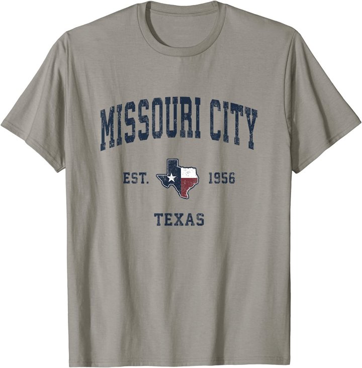 Missouri City Texas TX Vintage State Flag Sports Navy Design T-Shirt