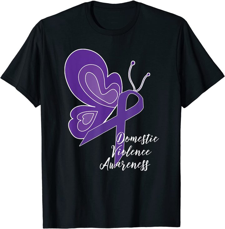 DOMESTIC VIOLENCE AWARENESS ABUSE PURPLE RIBBON BUTTERFLY T-Shirt