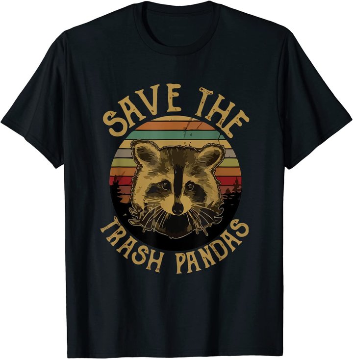 Retro Vintage Save The Trash Pandas Funny Raccoon Animal T-Shirt