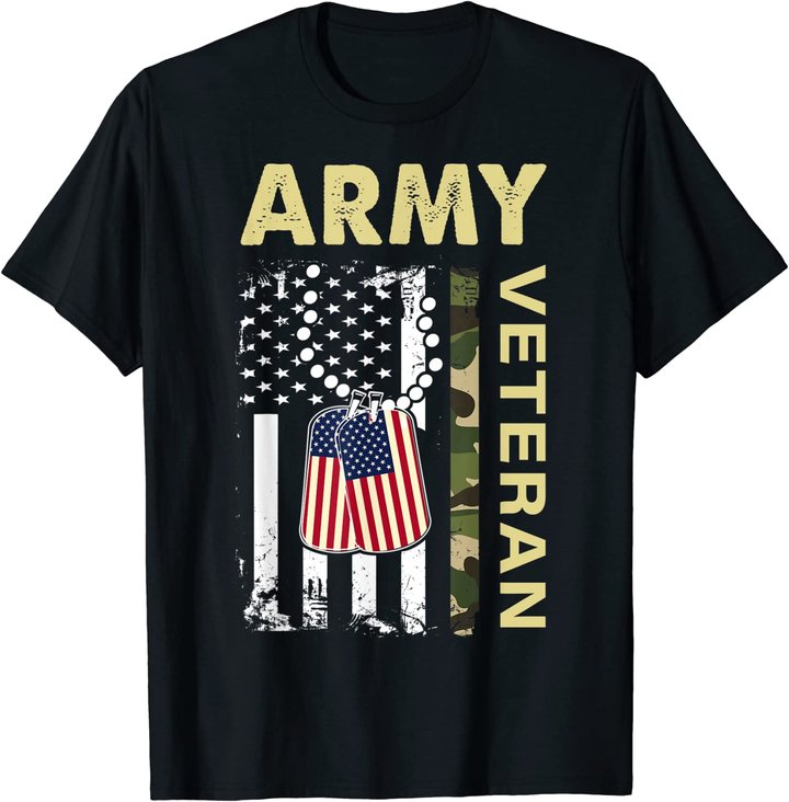 Vintage Army Shirt Veteran Day American Flag Women Men T-Shirt