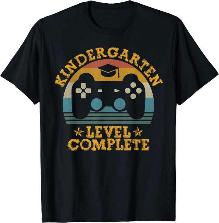 Kindergarten Level Complete Video Gamer Graduation Kids Boys T-Shirt
