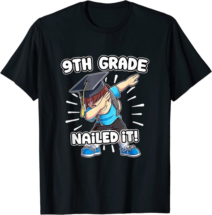 Dabbing Graduation Boy 9th Grade Nailed It Graduation Kids T-Shirt