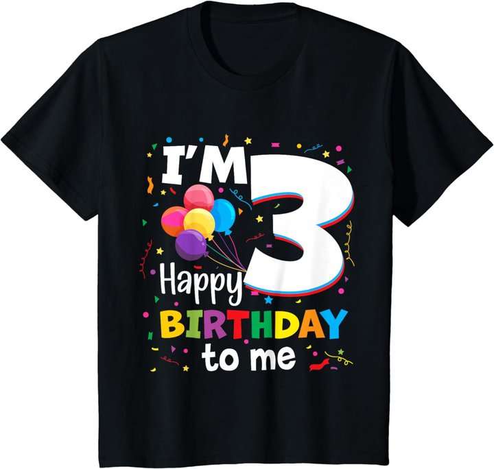 Kids 3rd Birthday Three 3yr Happy Birthday Girl & Boy 3 Years Old T-Shirt