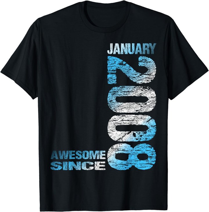 Awesome Since January 2008 15th Birthday Born 2008 T-Shirt