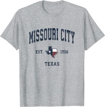 Missouri City Texas TX Vintage State Flag Sports Navy Design T-Shirt