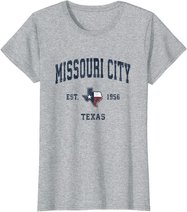Missouri City Texas TX Vintage State Flag Sports Navy Design T-Shirt