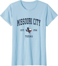 Missouri City Texas TX Vintage State Flag Sports Navy Design T-Shirt