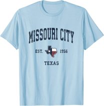 Missouri City Texas TX Vintage State Flag Sports Navy Design T-Shirt