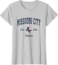 Missouri City Texas TX Vintage State Flag Sports Navy Design T-Shirt