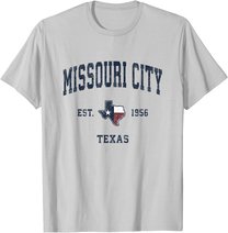 Missouri City Texas TX Vintage State Flag Sports Navy Design T-Shirt