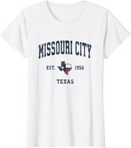 Missouri City Texas TX Vintage State Flag Sports Navy Design T-Shirt