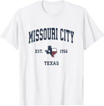Missouri City Texas TX Vintage State Flag Sports Navy Design T-Shirt