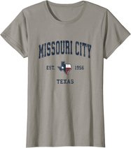 Missouri City Texas TX Vintage State Flag Sports Navy Design T-Shirt