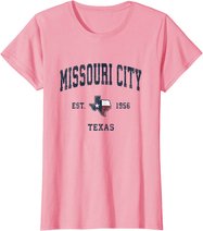 Missouri City Texas TX Vintage State Flag Sports Navy Design T-Shirt