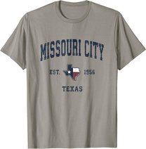 Missouri City Texas TX Vintage State Flag Sports Navy Design T-Shirt