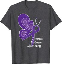 DOMESTIC VIOLENCE AWARENESS ABUSE PURPLE RIBBON BUTTERFLY T-Shirt