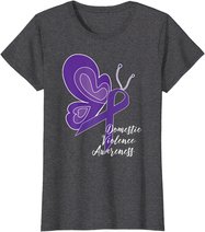 DOMESTIC VIOLENCE AWARENESS ABUSE PURPLE RIBBON BUTTERFLY T-Shirt