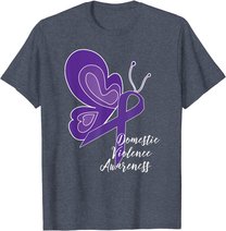 DOMESTIC VIOLENCE AWARENESS ABUSE PURPLE RIBBON BUTTERFLY T-Shirt