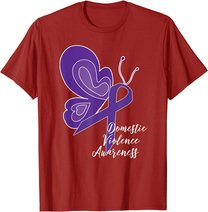 DOMESTIC VIOLENCE AWARENESS ABUSE PURPLE RIBBON BUTTERFLY T-Shirt