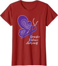 DOMESTIC VIOLENCE AWARENESS ABUSE PURPLE RIBBON BUTTERFLY T-Shirt
