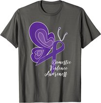 DOMESTIC VIOLENCE AWARENESS ABUSE PURPLE RIBBON BUTTERFLY T-Shirt