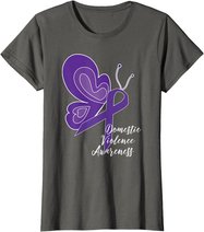 DOMESTIC VIOLENCE AWARENESS ABUSE PURPLE RIBBON BUTTERFLY T-Shirt