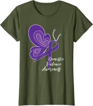 DOMESTIC VIOLENCE AWARENESS ABUSE PURPLE RIBBON BUTTERFLY T-Shirt