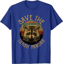 Retro Vintage Save The Trash Pandas Funny Raccoon Animal T-Shirt