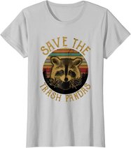 Retro Vintage Save The Trash Pandas Funny Raccoon Animal T-Shirt