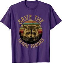 Retro Vintage Save The Trash Pandas Funny Raccoon Animal T-Shirt