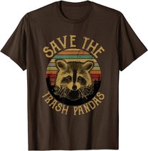 Retro Vintage Save The Trash Pandas Funny Raccoon Animal T-Shirt
