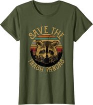 Retro Vintage Save The Trash Pandas Funny Raccoon Animal T-Shirt