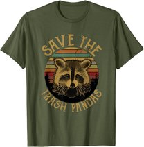 Retro Vintage Save The Trash Pandas Funny Raccoon Animal T-Shirt