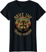 Retro Vintage Save The Trash Pandas Funny Raccoon Animal T-Shirt