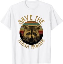 Retro Vintage Save The Trash Pandas Funny Raccoon Animal T-Shirt
