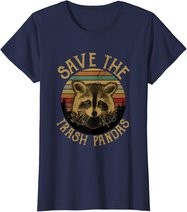 Retro Vintage Save The Trash Pandas Funny Raccoon Animal T-Shirt
