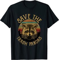 Retro Vintage Save The Trash Pandas Funny Raccoon Animal T-Shirt