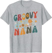 Groovy Nana Retro Colorful Flowers Design Grandma T-Shirt