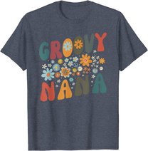 Groovy Nana Retro Colorful Flowers Design Grandma T-Shirt