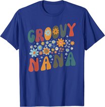 Groovy Nana Retro Colorful Flowers Design Grandma T-Shirt
