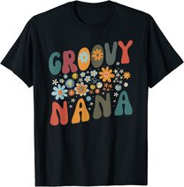 Groovy Nana Retro Colorful Flowers Design Grandma T-Shirt