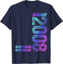 Awesome Since January 2008 15th Birthday Born 2008 T-Shirt