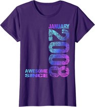 Awesome Since January 2008 15th Birthday Born 2008 T-Shirt